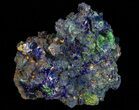 Sparkling Azurite Crystal Cluster with Malachite - Laos #69689-1